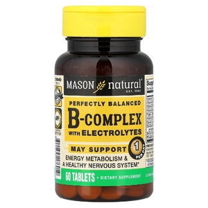 Mason Natural, идеально сбалансированный комплекс витаминов группы B с электролитами, 60 таблеток