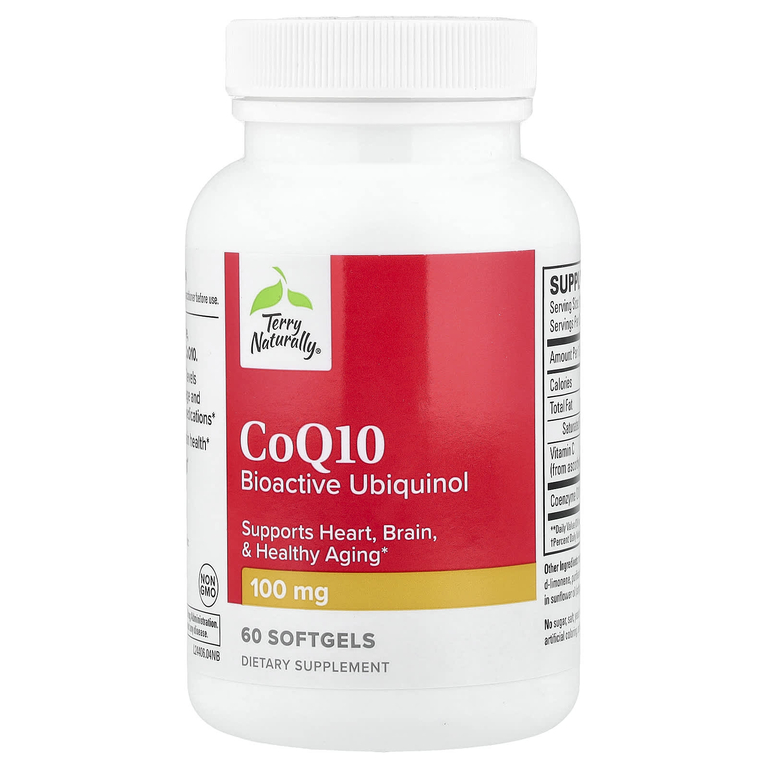 Terry Naturally, коэнзим Q10, биоактивный убихинол, 60 капсул