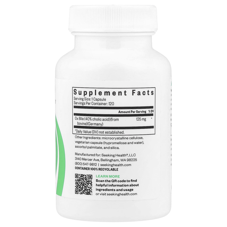 Seeking Health, желчь крупного рогатого скота, 125 мг, 120 капсул
