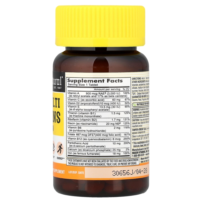Mason Natural, мини-мультивитамины с железом, 100 мини-таблеток