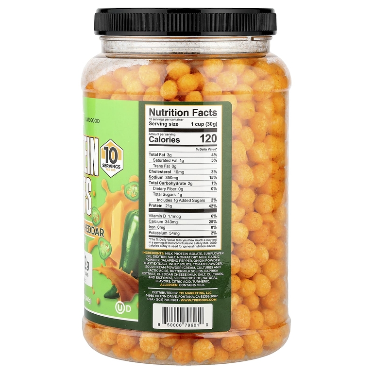 Twin Peaks Ingredients, Protein Puffs, халапеньо и чеддер, 300 г (10,6 унции)