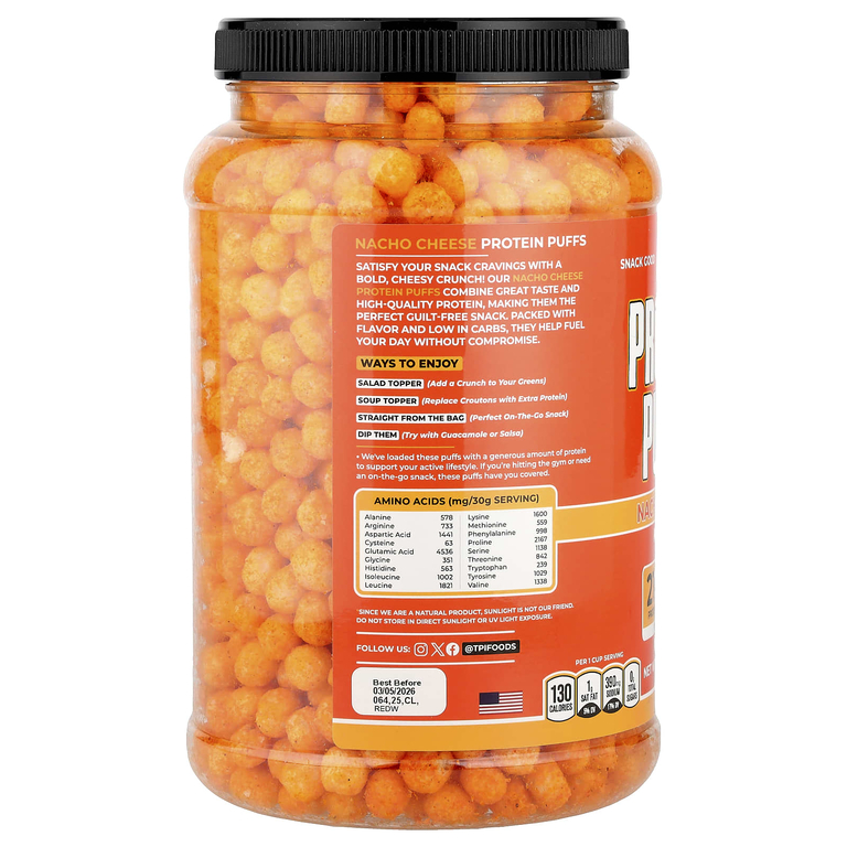 Twin Peaks Ingredients, Protein Puffs, сыр начо, 300 г (10,6 унции)