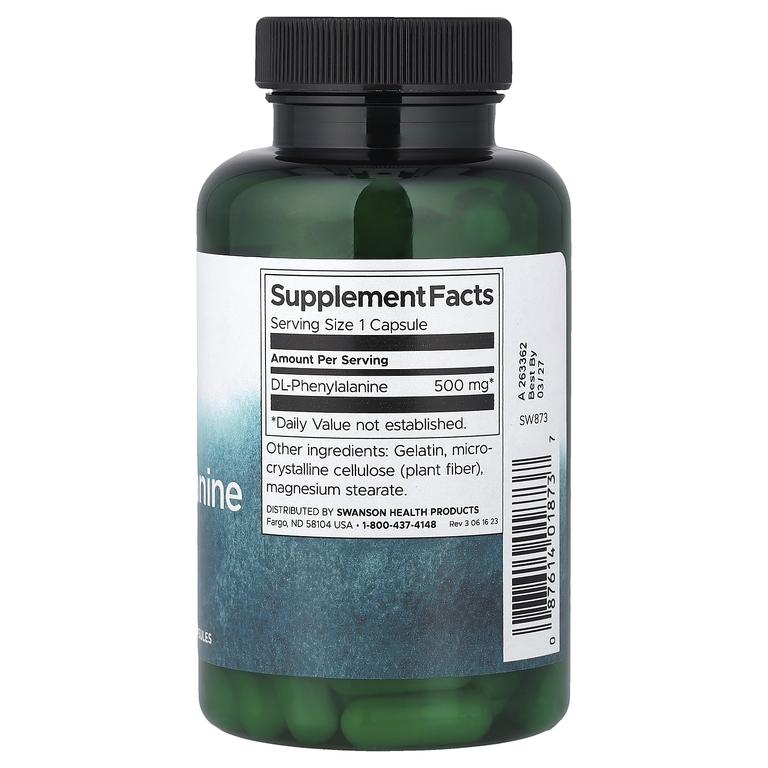 Swanson Vitamins, DL-фенилаланин, 500 мг, 100 капсул