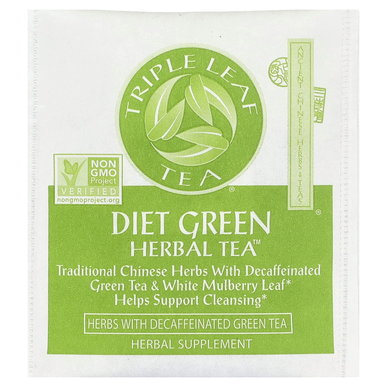 Triple Leaf Tea, диетический зеленый травяной чай, без кофеина, 20 чайных пакетиков, 33 г (1,16 унции)