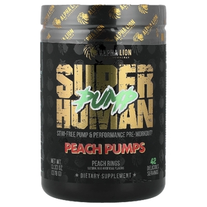 ALPHA LION, SuperHuman Pump, персиковые плоды, персиковые колечки, 378 г (13,33 унции)