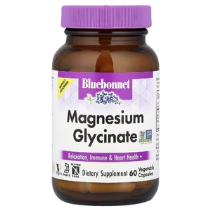 Bluebonnet Nutrition, Глицинат магния, 60 растительных капсул (100 мг на капсулу)