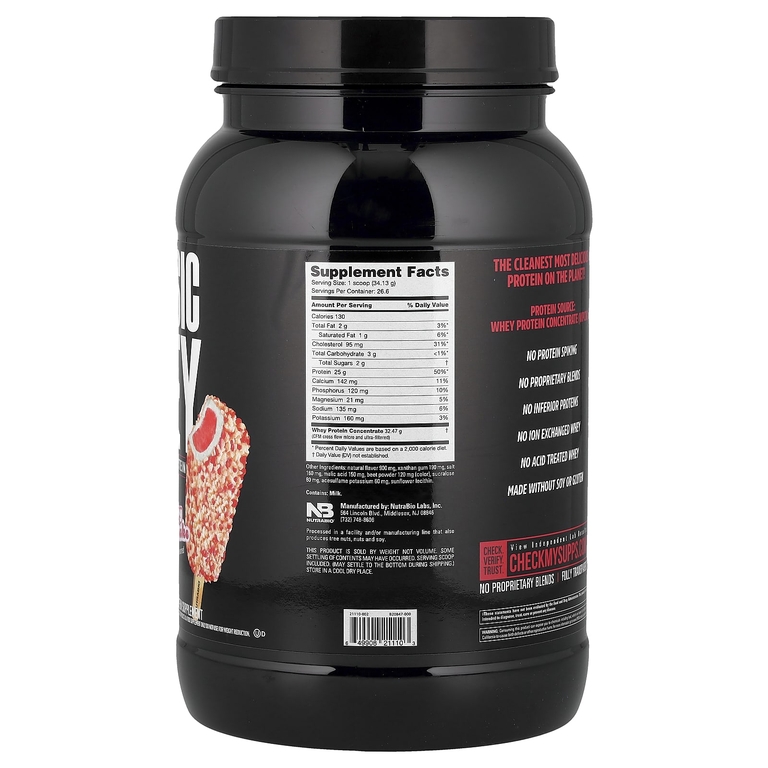 NutraBio, Classic Whey Protein, клубничное песочное печенье, 907 г (2 фунта)