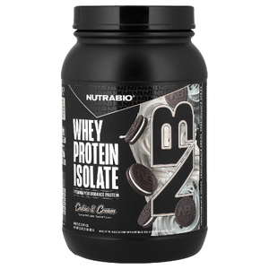 NutraBio, изолят сывороточного протеина, со вкусом печенья с кремом, 907 г (2 фунта)