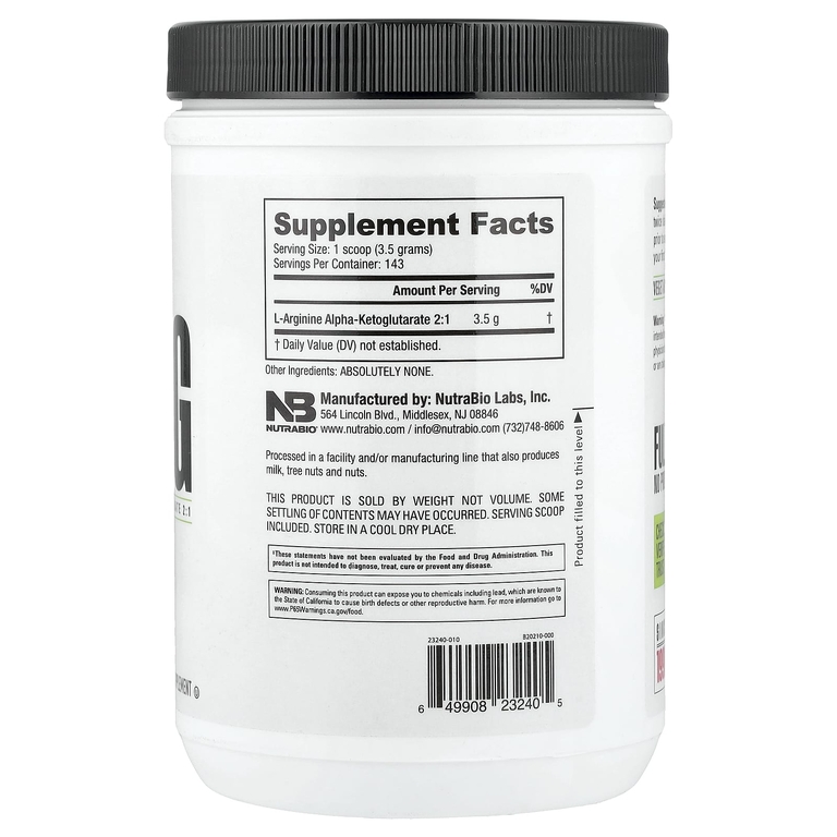 NutraBio, AAKG`` 500 г (1,1 фунта)