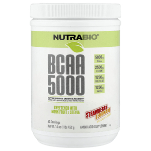 NutraBio, BCAA 5000, клубничный лимонад, 452 г (1 фунт) (Товар снят с продажи) 