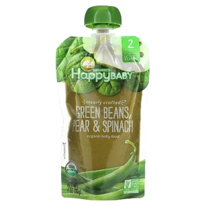 Happy Family Organics, Happy Baby®, органическое детское питание, для детей от 6 месяцев, стручковая фасоль, груша и шпинат, 113 г (4 унции) (Товар снят с продажи) 