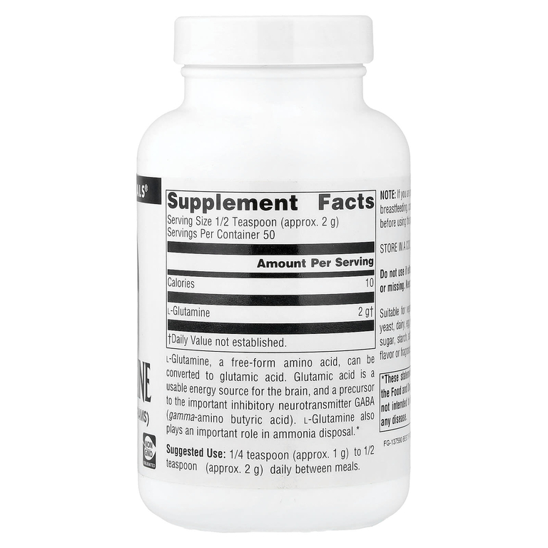 Source Naturals, L-глютамин, порошок в свободной форме 3.53 унции (100 г)