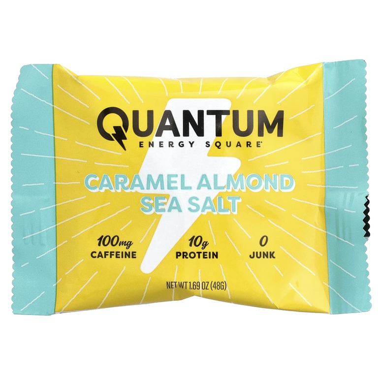 Quantum Energy Square, протеиновый батончик с кофеином, карамель, миндаль и морская соль, 8 батончиков по 48 г (1,69 унции)