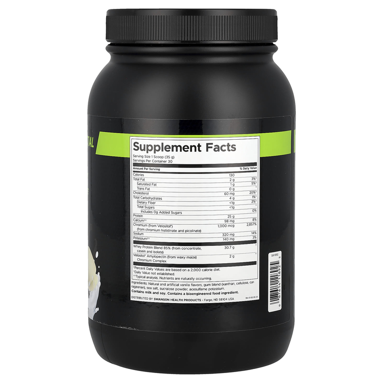 Swanson Vitamins, Full Potential Whey, сывороточный протеин, ваниль, 1050 г (2,31 фунта)