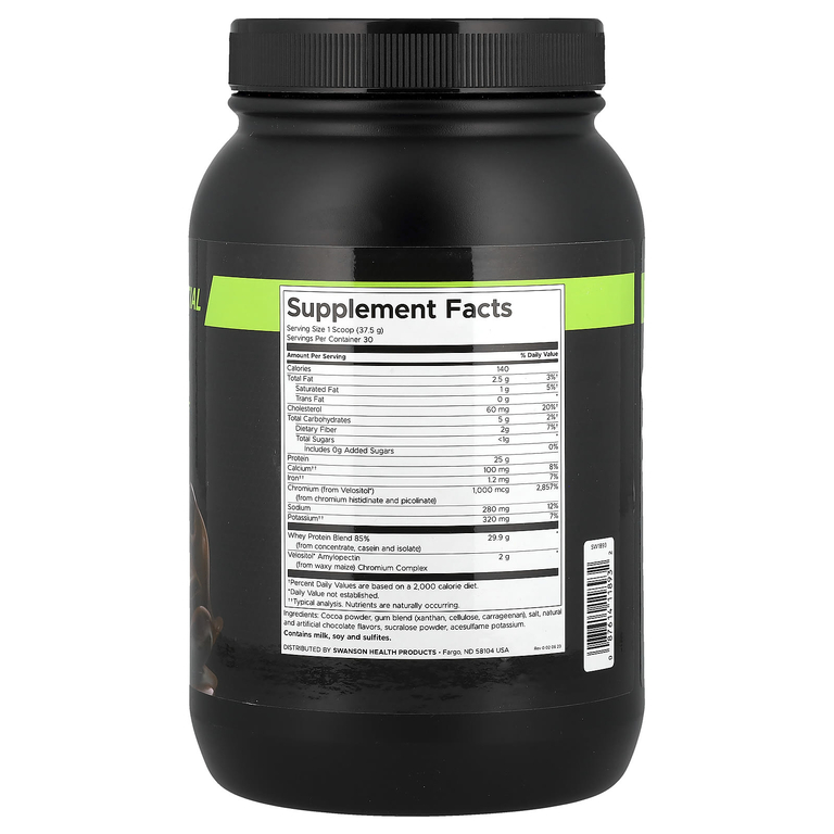 Swanson Vitamins, Full Potential, сывороточный протеин, шоколадный вкус, 1125 г (2,5 фунта) (Товар снят с продажи) 