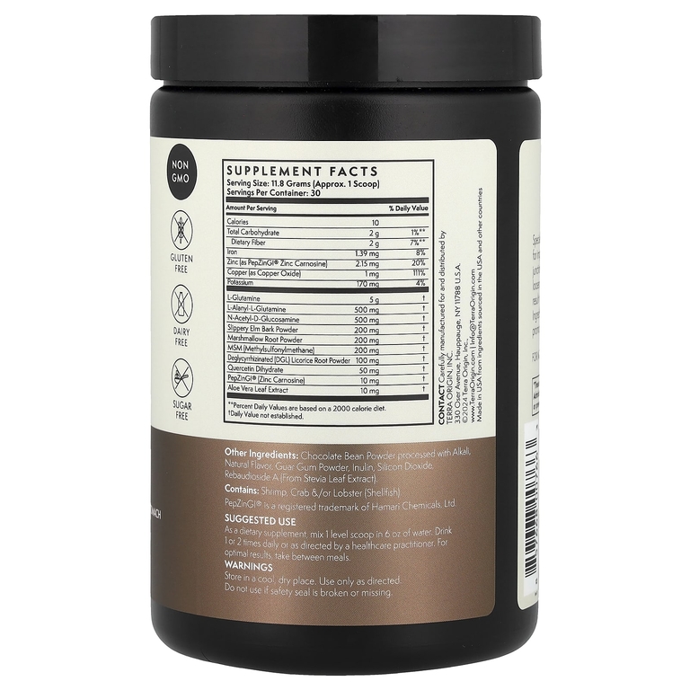 Terra Origin, добавка для здоровья кишечника, с шоколадным вкусом, 354 г (12,49 унции)