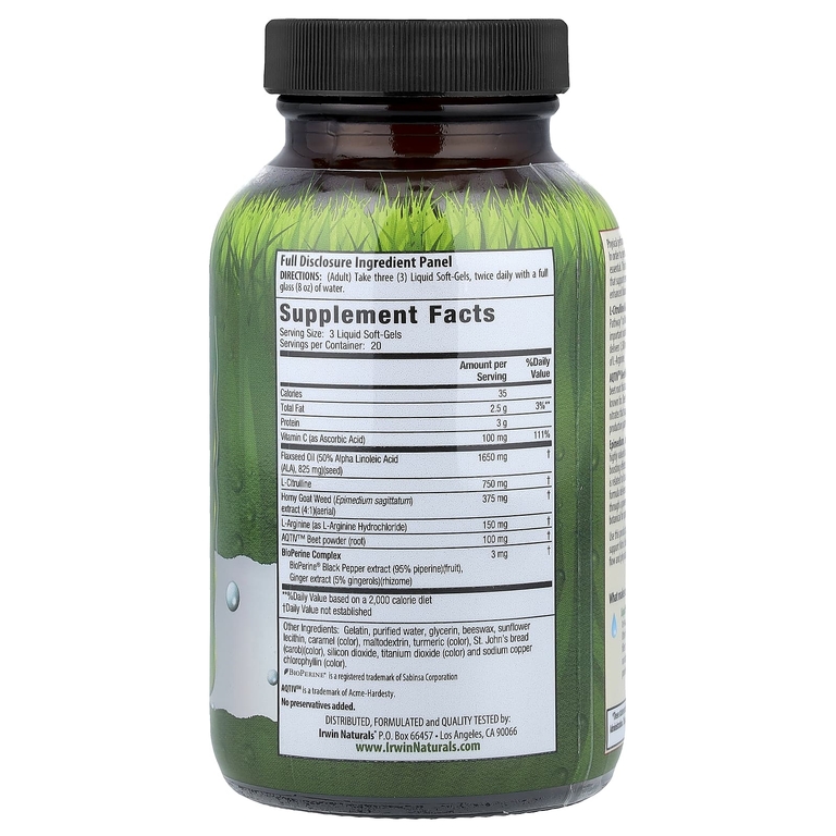Irwin Naturals, L-цитруллин + L-аргинин, бустер для мужчин, 60 желатиновых капсул