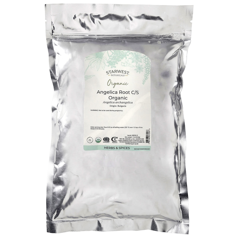 Starwest Botanicals, Органический корень ангелики C/S, 1 фунт (453,6 г)