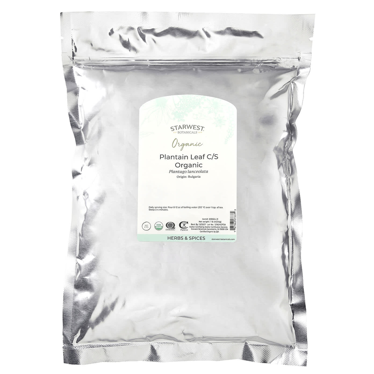 Starwest Botanicals, листья органического подорожника, нарезанные и просеянные, 453,6 г