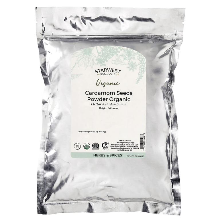 Starwest Botanicals, органический порошок из семян кардамона, 453,6 г (1 фунт)