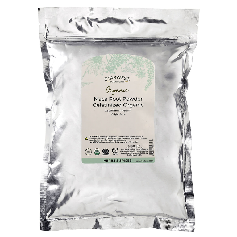 Starwest Botanicals, Органический порошок из корня маки, желатинизированный, 1 фунт (453,6 г)