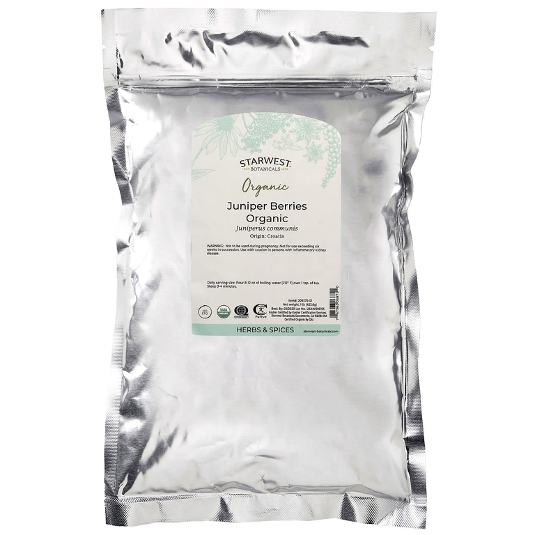 Starwest Botanicals, Органические ягоды можжевельника, 1 фунт (453,6 г)