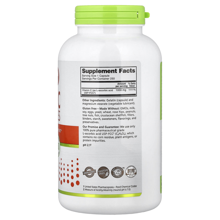 NutriBiotic, Immunity, витамин C, 1000 мг, 250 капсул