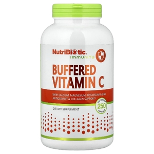 NutriBiotic, Immunity, буферизованный витамин C с кальцием, магнием, калием и цинком, 250 капсул без глютена
