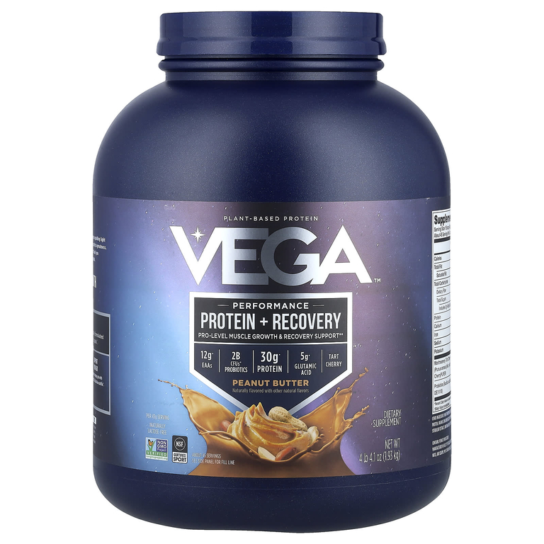 Vega, Sport, растительный протеин премиального качества, арахисовая паста, 1,93 кг (4 фунта, 4,1 унции)