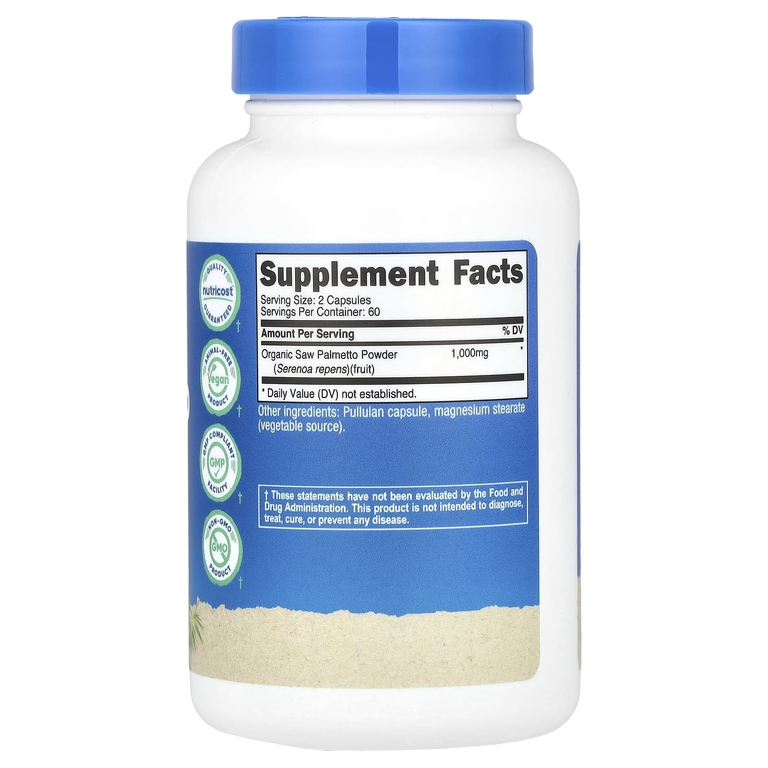 Nutricost, Пальма сереноа, 120 капсул (500 мг на капсулу)