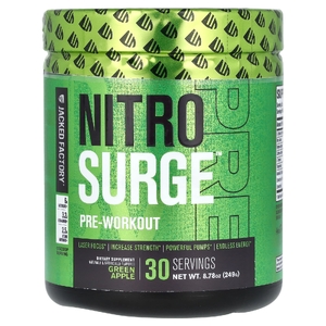 Jacked Factory, Nitro Surge, предтренировочный комплекс, со вкусом зеленого яблока, 249 г (8,78 унции)