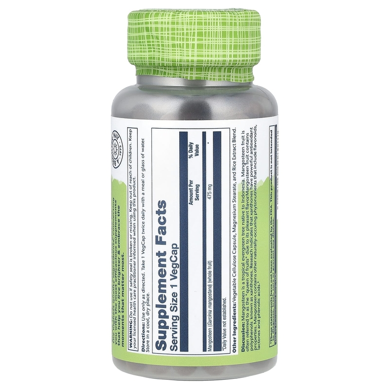 Solaray, True Herbs, мангостан, 475 мг, 100 растительных капсул