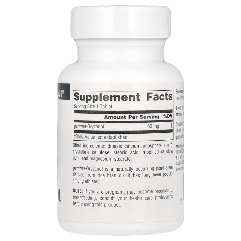 Source Naturals, Серия для спортсменов, гамма-оризанол, 60 мг, 100 таблеток