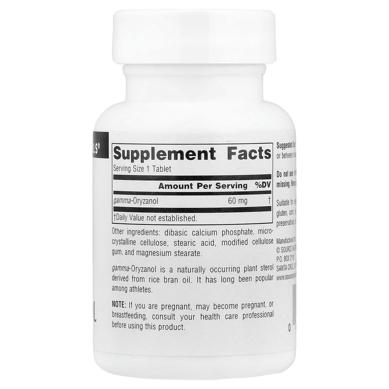 Source Naturals, Серия для спортсменов, гамма-оризанол, 60 мг, 100 таблеток