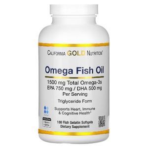 California Gold Nutrition, норвежский рыбий жир с омега 3, с ЭПК и ДГК, натуральный лимонный вкус, 180 капсул
