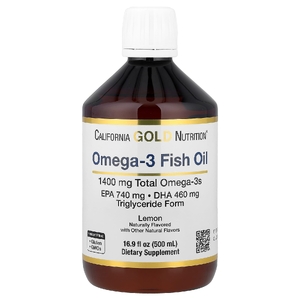 California Gold Nutrition, норвежский рыбий жир с омега-3, натуральный лимонный вкус, 500 мл (16,9 жидк. унции)