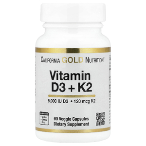 California Gold Nutrition, витамины D3 и K2 в форме MK-7, 60 растительных капсул