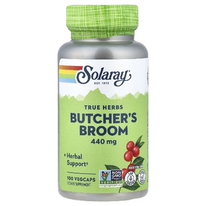 Solaray, True Herbs, Butcher's Broom, 440 мг, 100 вегетарианских капсул