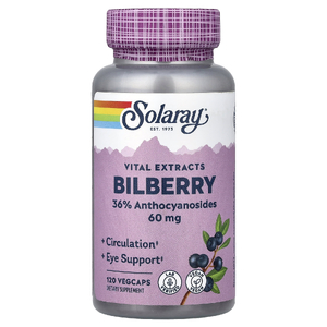 Solaray, Vital Extracts, черника, 60 мг, 120 растительных капсул