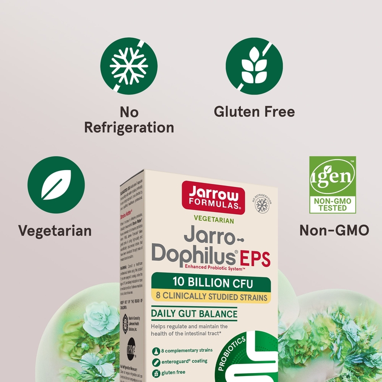 Jarrow Formulas, пробиотический комплекс Jarro-Dophilus®, 60 растительных капсул (5 млрд КОЕ в 1 капсуле)