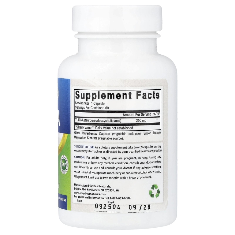 Best Naturals, TUDCA, 250 мг, 60 капсул