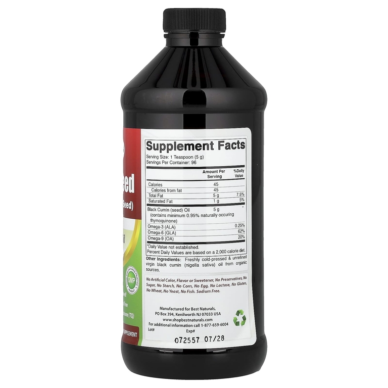 Best Naturals, Black Seed, масло холодного отжима, 473 мл (16 жидк. унц.)