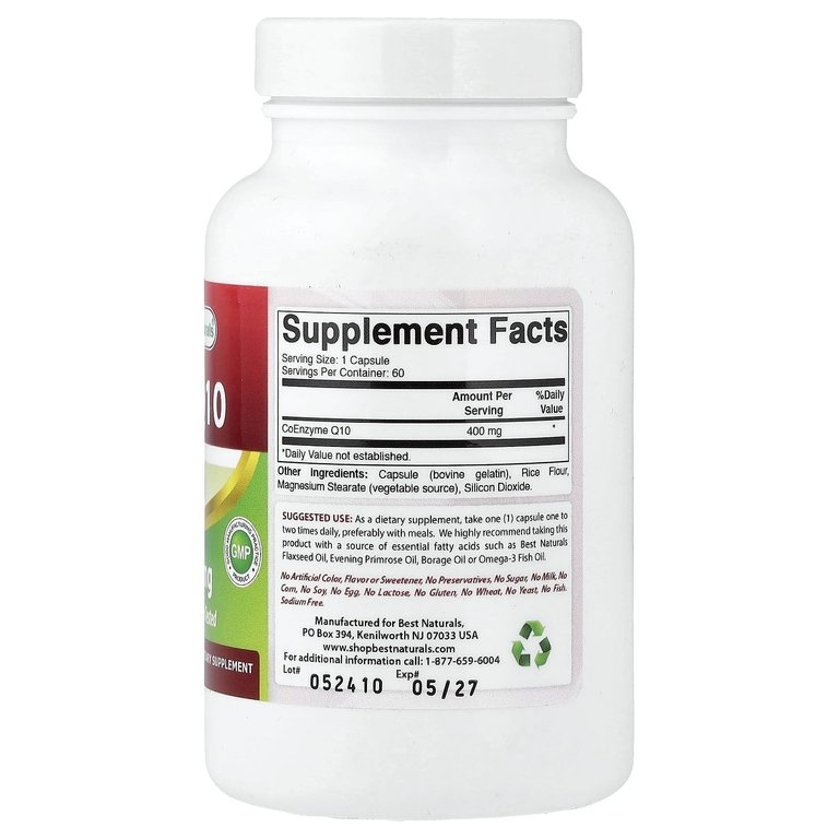 Best Naturals, CoQ10, 400 мг, 60 капсул