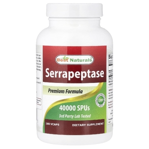 Best Naturals, Серрапептаза, 40 000 SPU, 180 капсул в секунду
