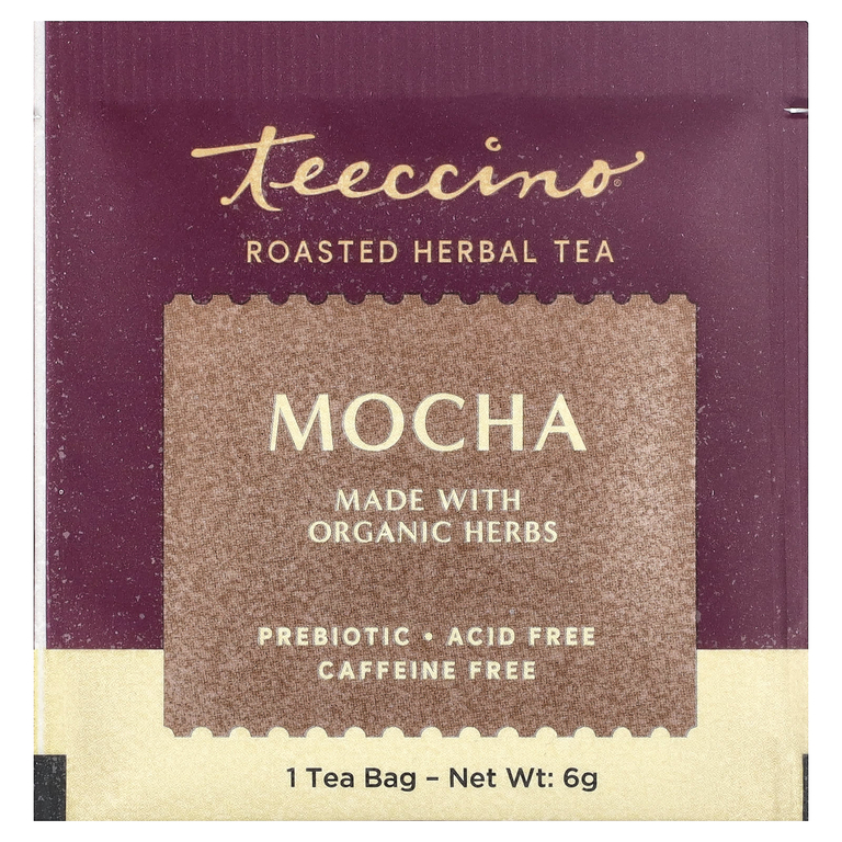 Teeccino, Травяной чай обжаренный с цикорием, мока, без кофеина, 25 пакетиков, 150 г (5,3 унции)