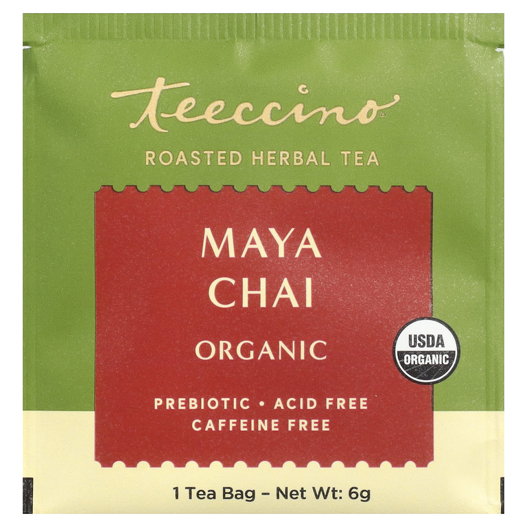 Teeccino, Органический жареный травяной чай, Maya Chai, без кофеина, 25 чайных пакетиков, 150 г (5,3 унции)