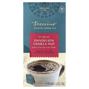 Teeccino, Жареный травяной чай, одуванчик, ваниль, орехи, без кофеина, 25 чайных пакетиков, 150 г (5,3 унции)
