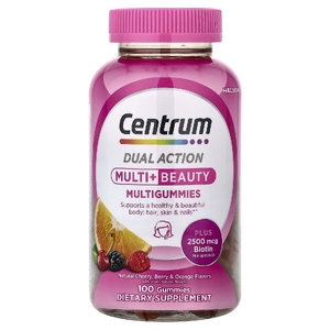 Centrum, мультивитамины двойного действия, мультивитамины и красота, натуральный вкус вишни, ягод и апельсина, 100 жевательных таблеток