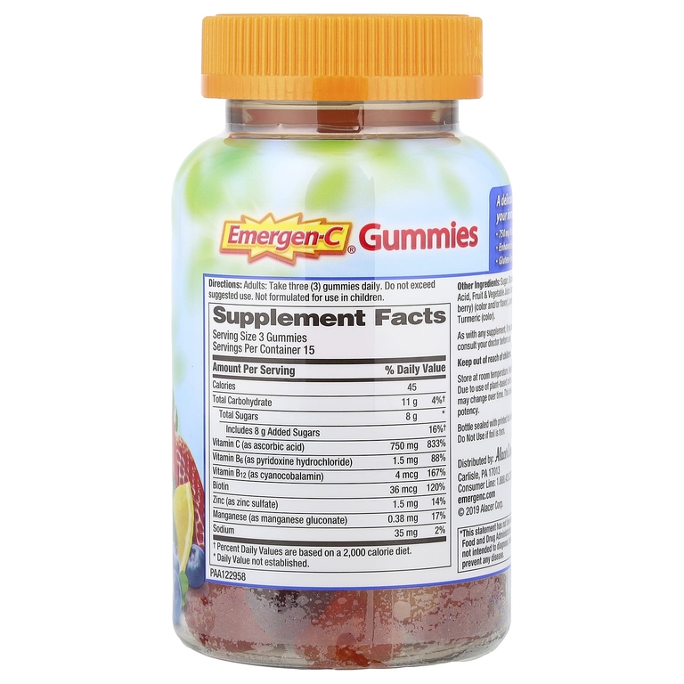 Emergen-C, Жевательные таблетки для поддержки иммунитета, клубника, лимон и голубика, 45 жевательных таблеток (Товар снят с продажи) 