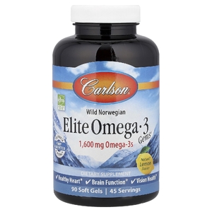 Carlson, Elite Omega-3 Gems®, отборные омега-3 кислоты из норвежской рыбы дикого улова, натуральный лимонный вкус, 90 капсул